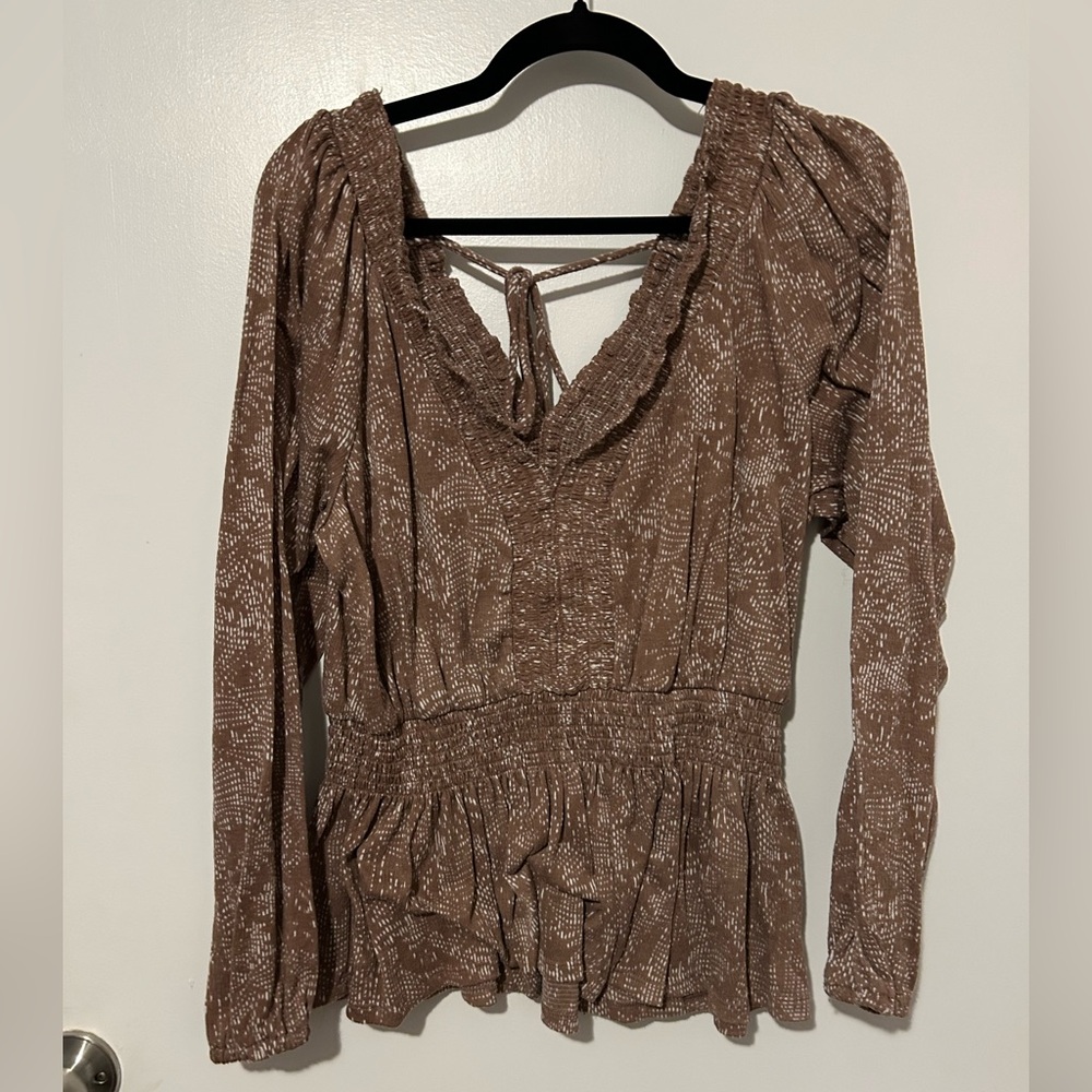Daytrip Taupe Textured Blouse